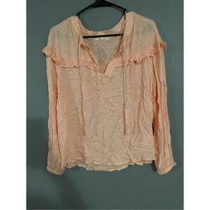 Copper Key Long Sleeve Ruffle Top Size Large